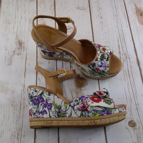 Clarks Shoes - Clarks Artisan Cork Platform Wedge Heels/Sandals